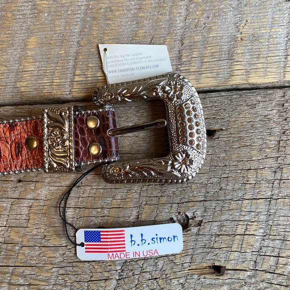 B.B Simon Red Ombré Leather Belt - Picture 2 of 5